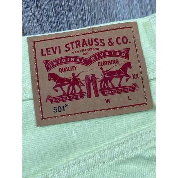 Levi's Light Yellow Jean Shorts - Picture 3 of 11